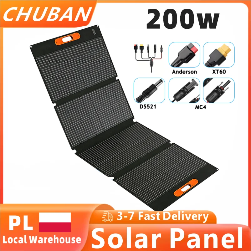 Image of 200 Watt Faltbares Solarpanel mit Neu Verbessertem Kabel Tragbare Outdoor-Camping-Powerstation Generator-Ladegerät
