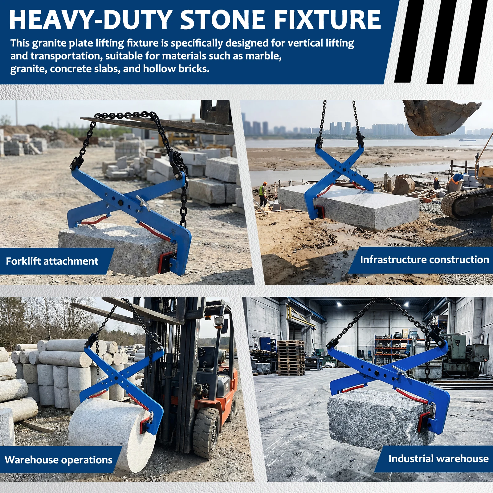 

Granite slab lifting clamps (Blue)