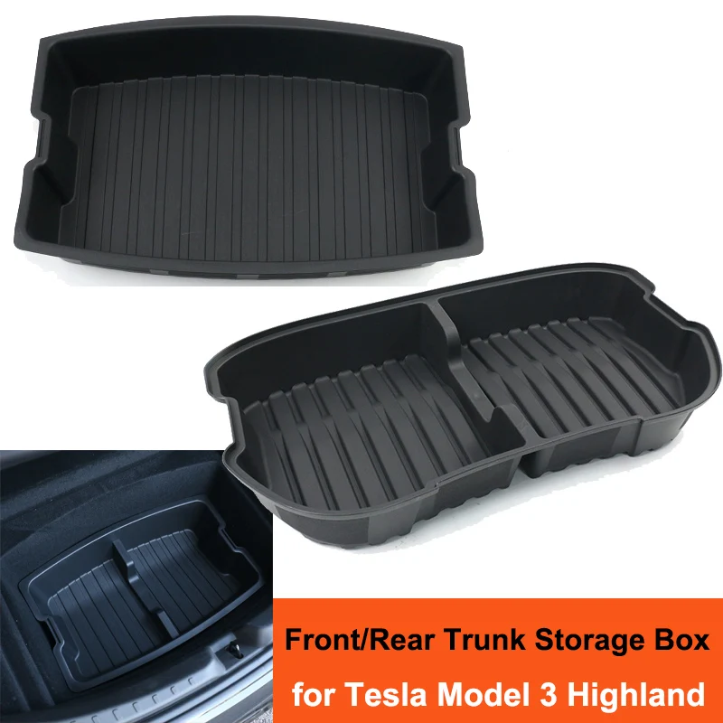 Front Trunk Accessories for Tesla New Model 3 Highland 2024 Frunk Storage Box Double-Layer Rear Trunk Organizer Tray M3H Parts