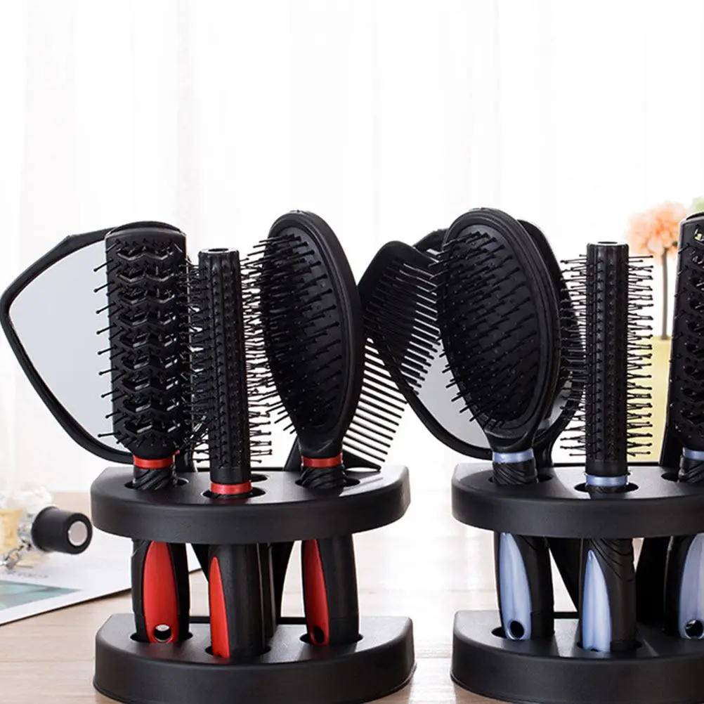 

Набор из 5 компактных расчесок с зеркалом: антистатическая расческа для распутывания волос, инструменты для укладки, стимулирующие кровообращение кожи головы, косметический набор