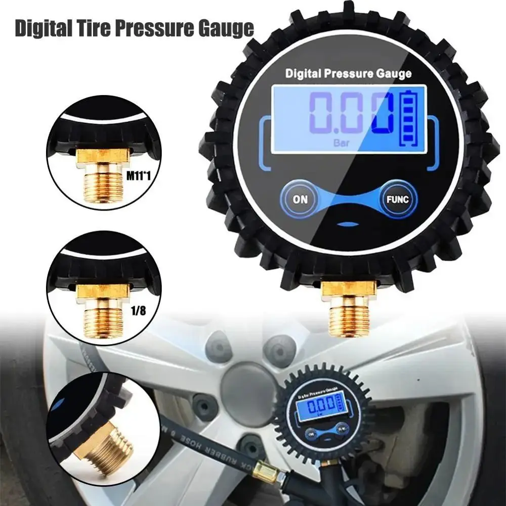 0-250PSI Digital Tire Pressure Gauge Precision Electronic Short Pressure Measuring Valve LED Light Portable Air Pressure Gauge