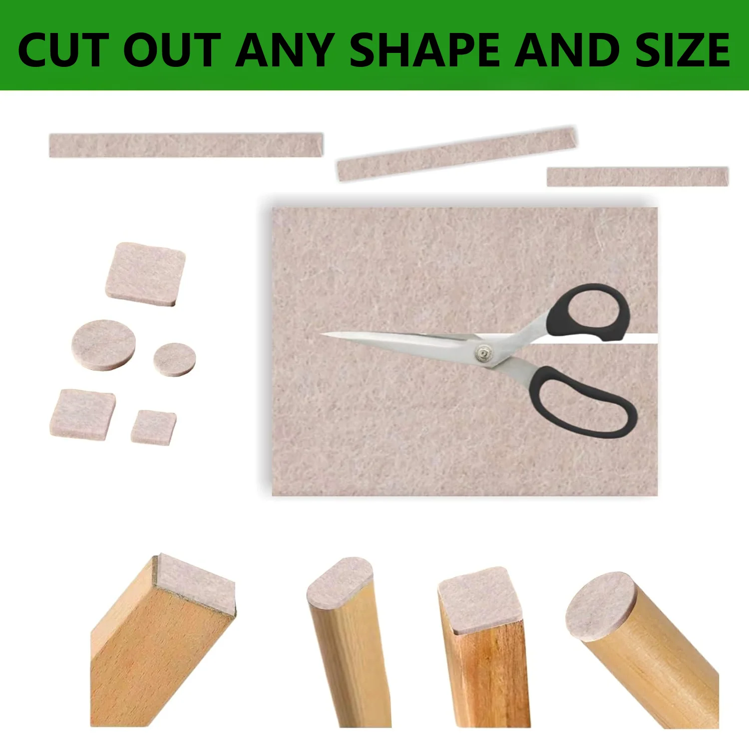 56Pcs Felt Chair Leg Pads 3mm Thick Floor Scratch Protector Mat Mute Non-slip Self Adhesive DIY Furniture Accessories
