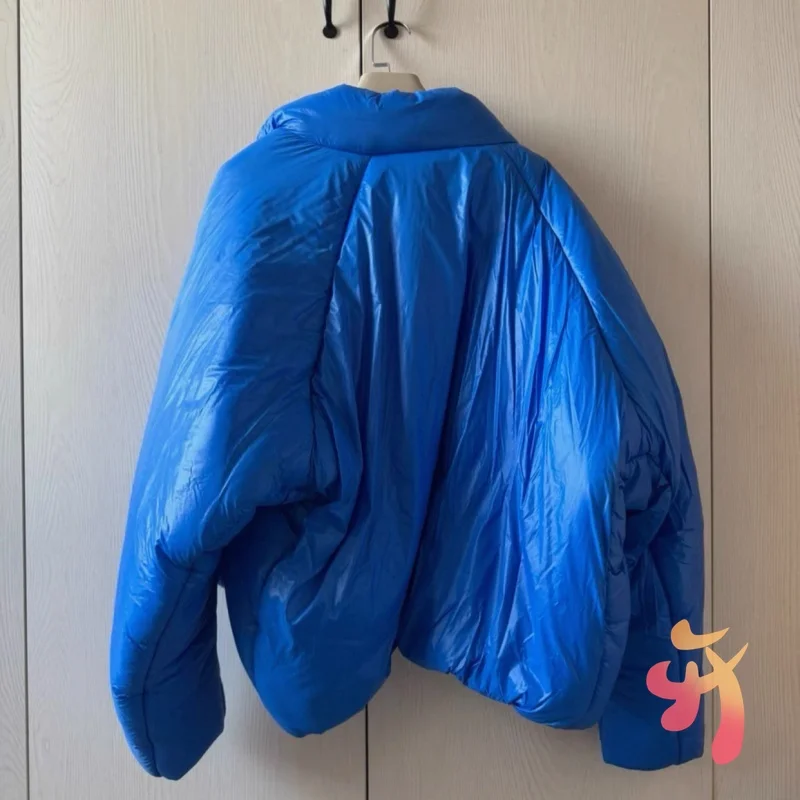 

Зимняя толстая теплая пустая куртка Kenye, пушистая короткая хлопковая куртка в стиле хип-хоп, уличная повседневная свободная синяя, черная мужская и женская куртка