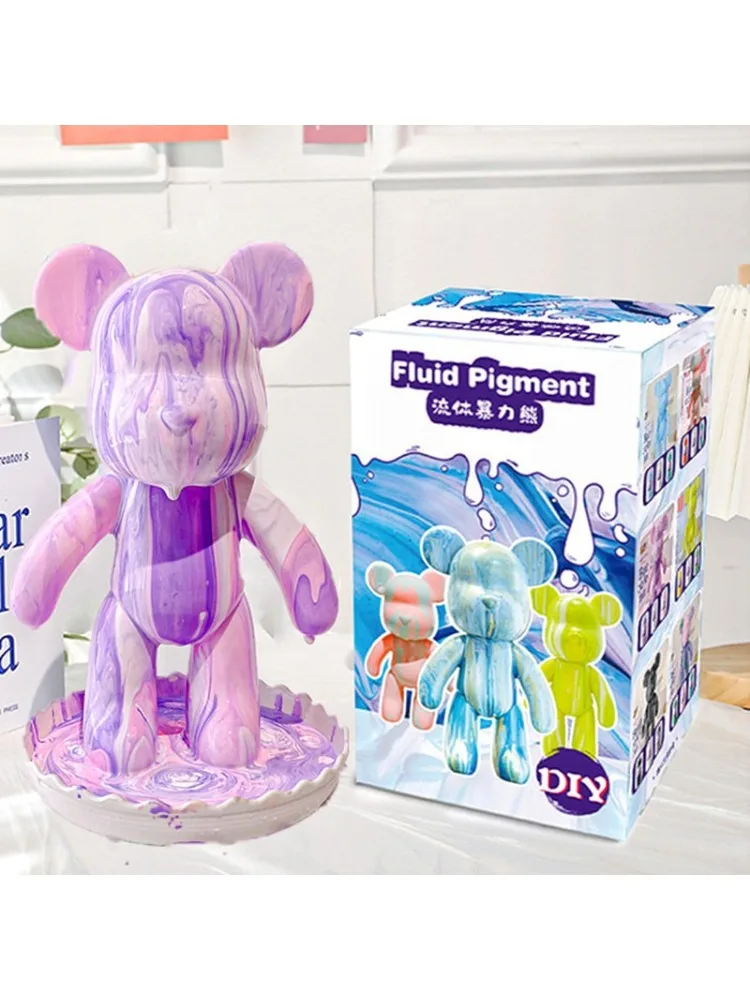 Zestaw do malowania fluidem akrylowym 23CM Violent Bear, farby akrylowe, zestaw kolorów Fluid Bear, zabawka DIY dla dzieci i uczniów, prezent urodzinowy — zdjęcie 2