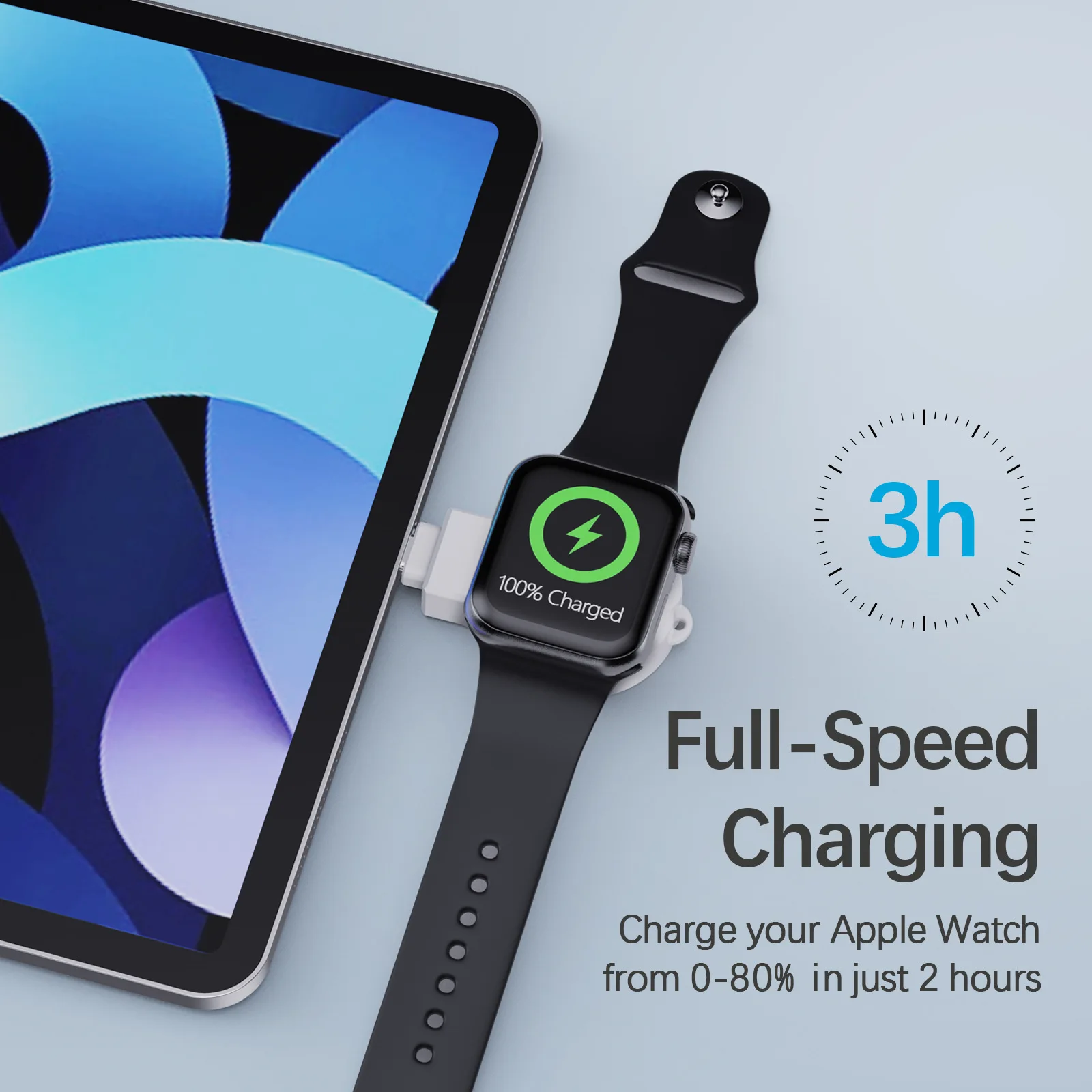 Portable Wireless Charger For Apple Watch 8 7 6 5 4 3 2 1 44mm Charging Dock Station USB Type-C Fast Charging Charger