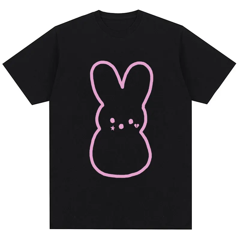 Lil Peep T Shirt Emo Bunny Funny Meme Men Women Fashion T-shirts Oversized Hip Hop Casual Cotton T-shirt Streetwear Fans Gift