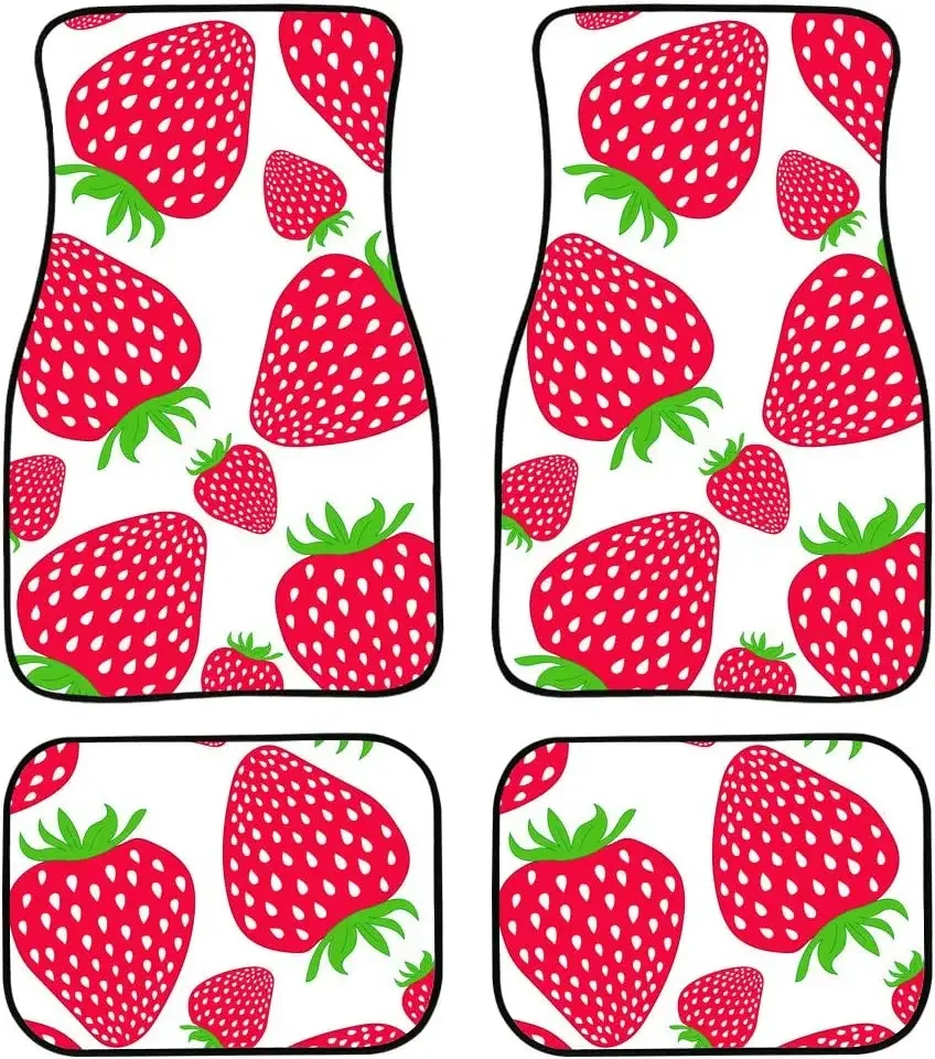 

4 Pieces Strawberry Car Floor Mats Front Rear Floor Liner Auto Mats Universal Fit Most Car Sedan SUV Truck Accessories