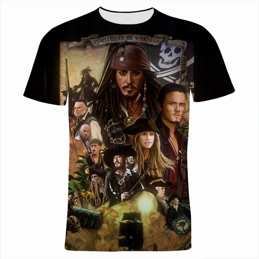 

2024 Disney Movie Pirates Of The Caribbean 3D Print Streetwear T-Shirts Men Women Casual Fashion T Shirt Kids Boy Tees Tops