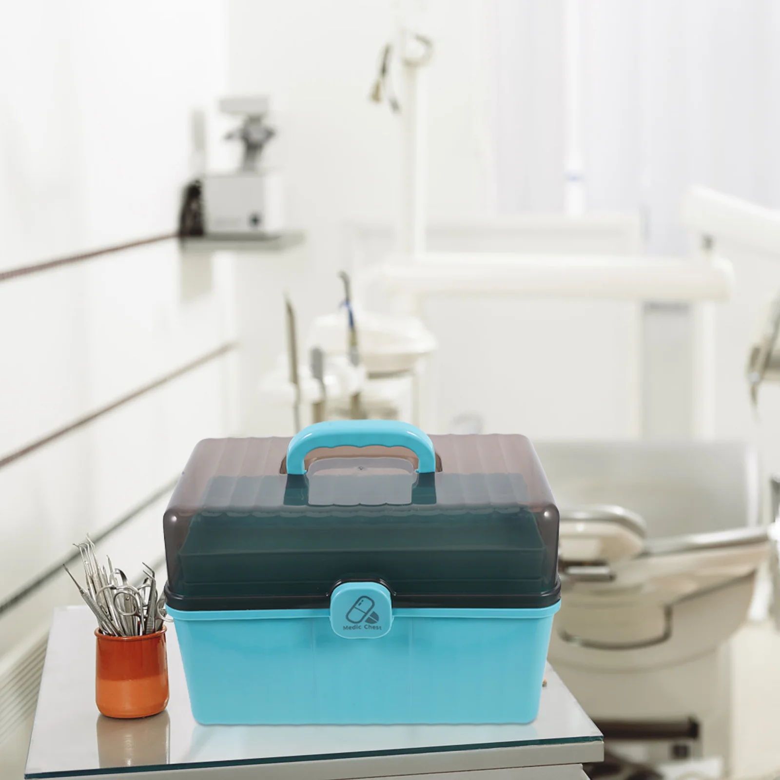 

Plastic Large Capacity Medicine Box First Aid Storage Case Portable Organizer Convenient Medicine Container Home