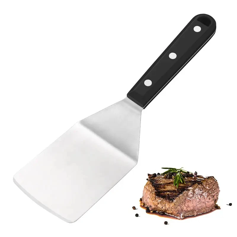 Stainless Steel Griddle Spatula, Flat Metal Burger Turner with Riveted Handle, Heavy Duty Grill Scraper for Steak, Pancake