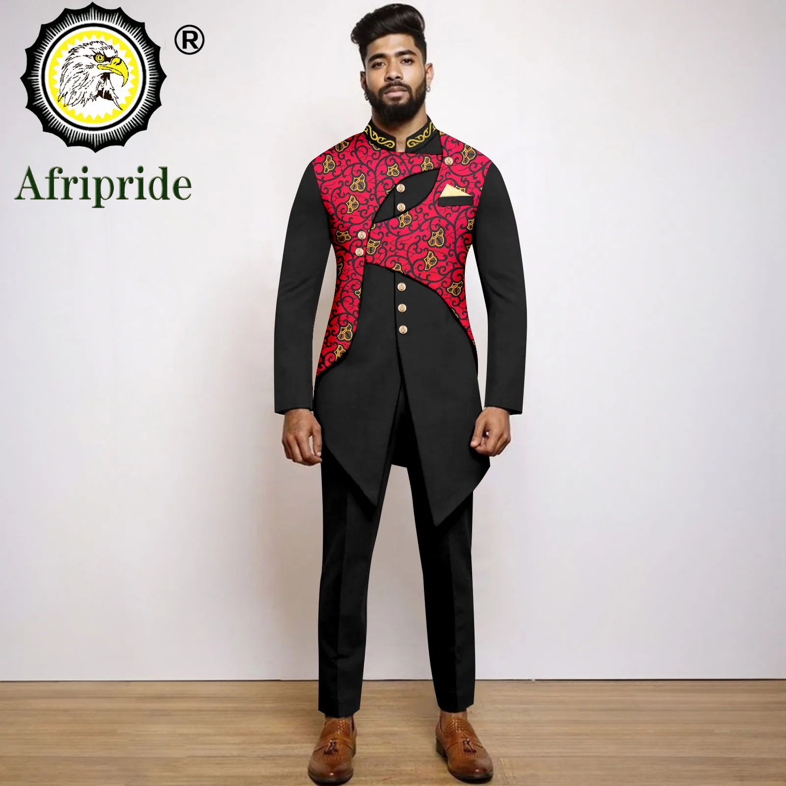 African Suits for Men Slim Fit Embroidery Single Breasted Print Blazer and Trousers Set Formal Outfits with Kerchief 2416031