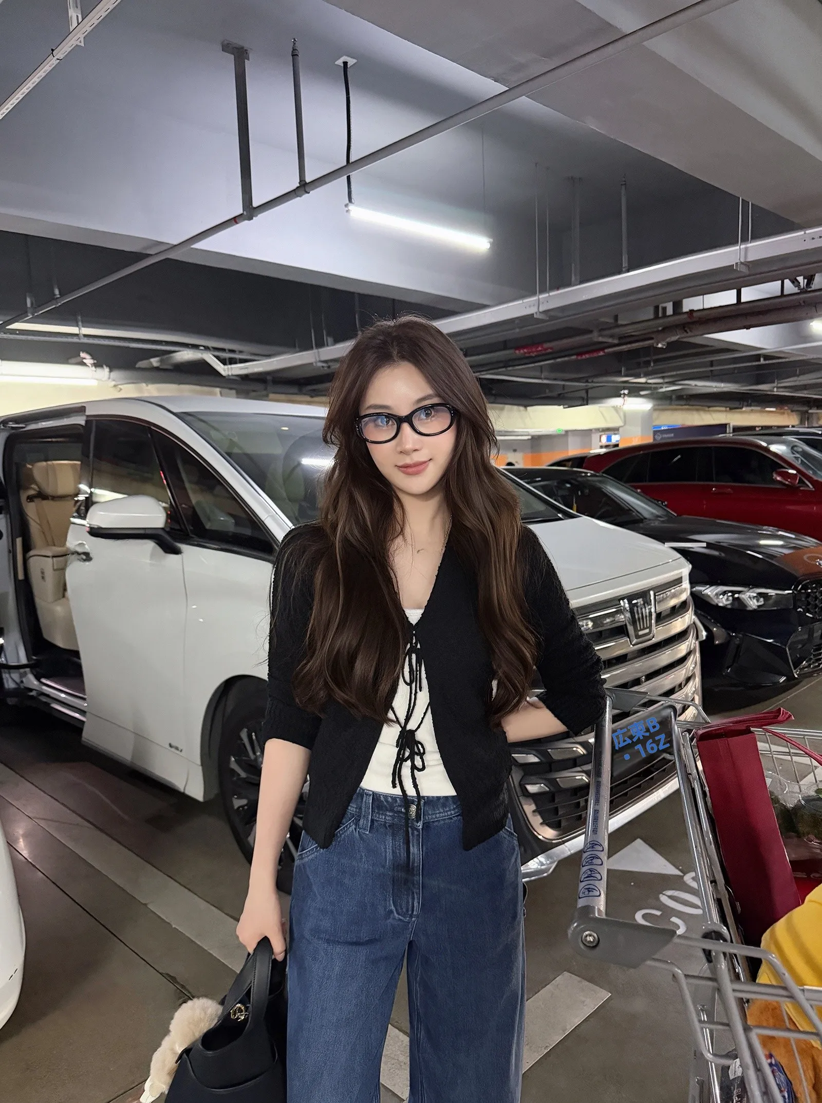 

Slimming Tie-Detail Open Cardigan in Black And White Casual Style Soft Knitted Slim Fit V-Neck Non-Hat Women's Fashion