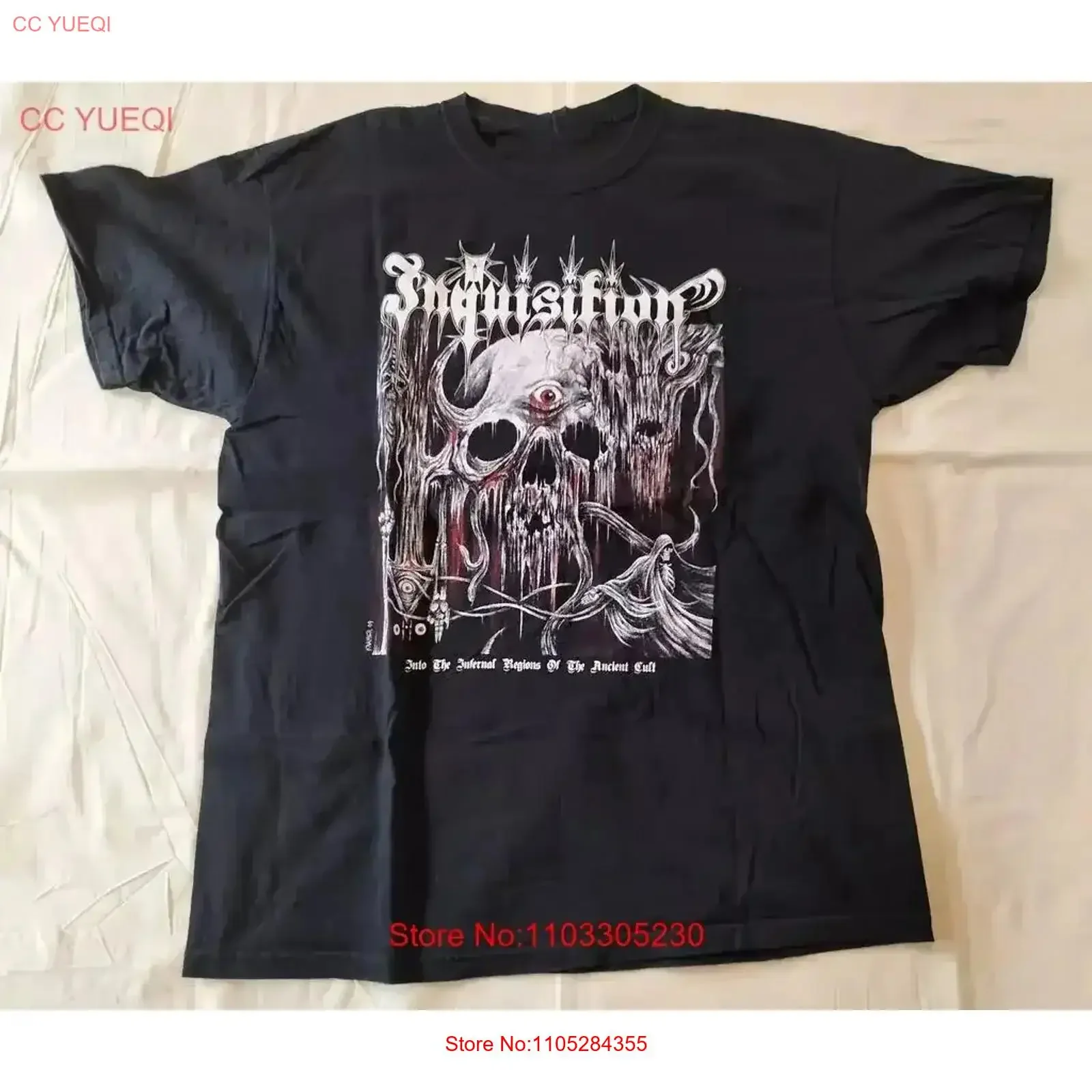 T-shirt noir en coton pour les amoureux de la musique Inquisition Band, taille complète BL784, vintage, lavé, élégant, légèrement doux, décontracté, unisexe