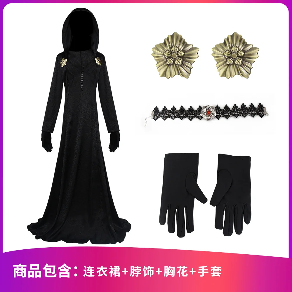 Böse Cosplay Kostüm Kleid Mädchen Dame Halloween Frauen Halskette Ohrring schwarz Karneval Set Verkleidung Erwachsenen Anzug Zubehör Geschenk ﻿