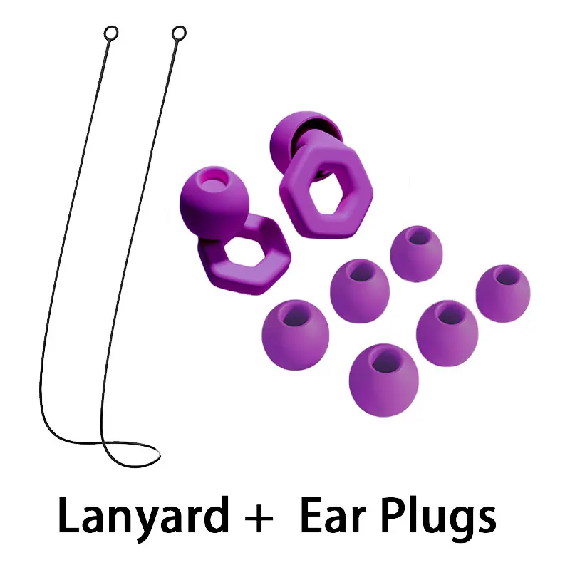 Silicone Lanyard Noise Reduction Earplug for Swimming Sleeping Learning Concert Motorcyclists Quiet Sound Filtering Earplug