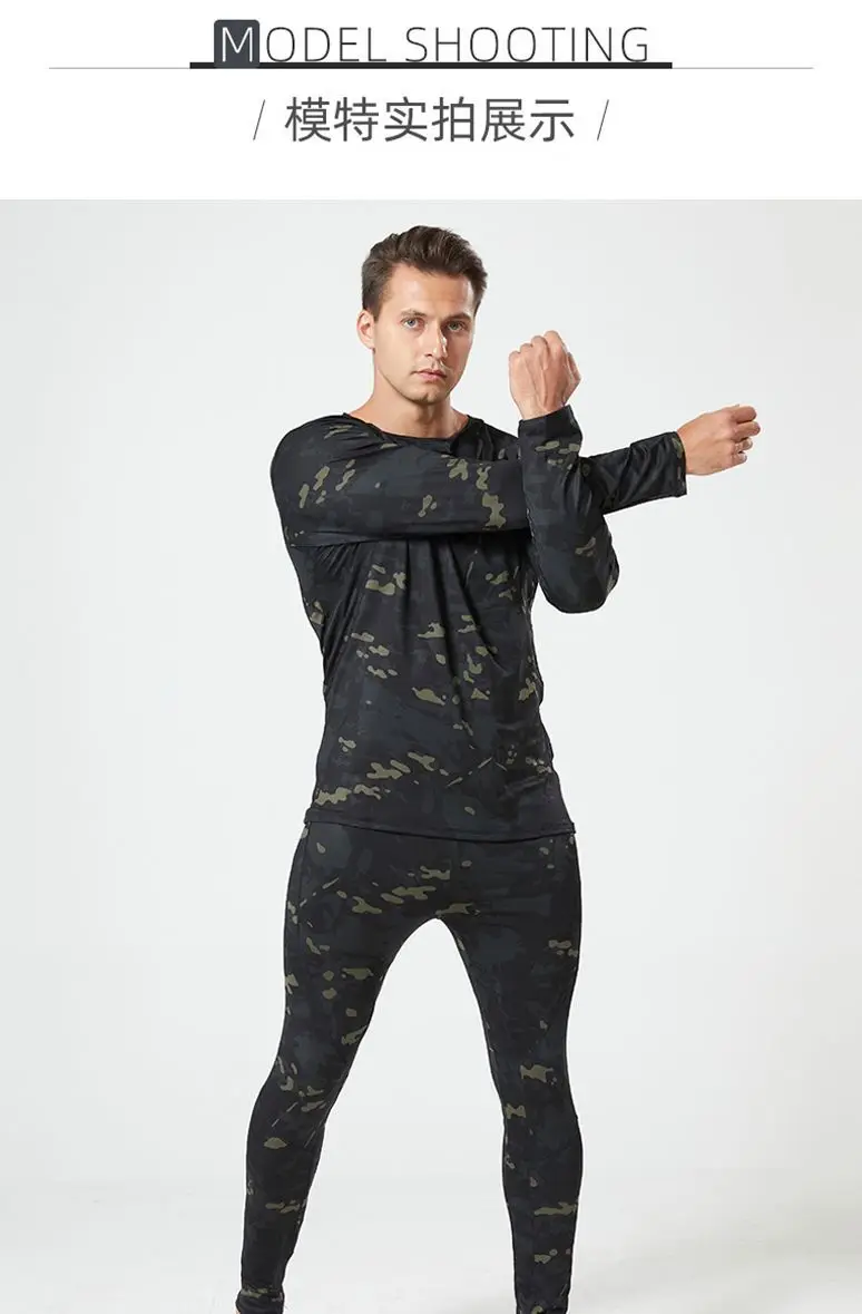Herren Taktisches Thermo-Unterwäscheset Fleece Warm Atmungsaktiv Verschleißfest Lange Unterhose Outdoor Sport Winter Basisschicht Oberteil Hose – Detail 12