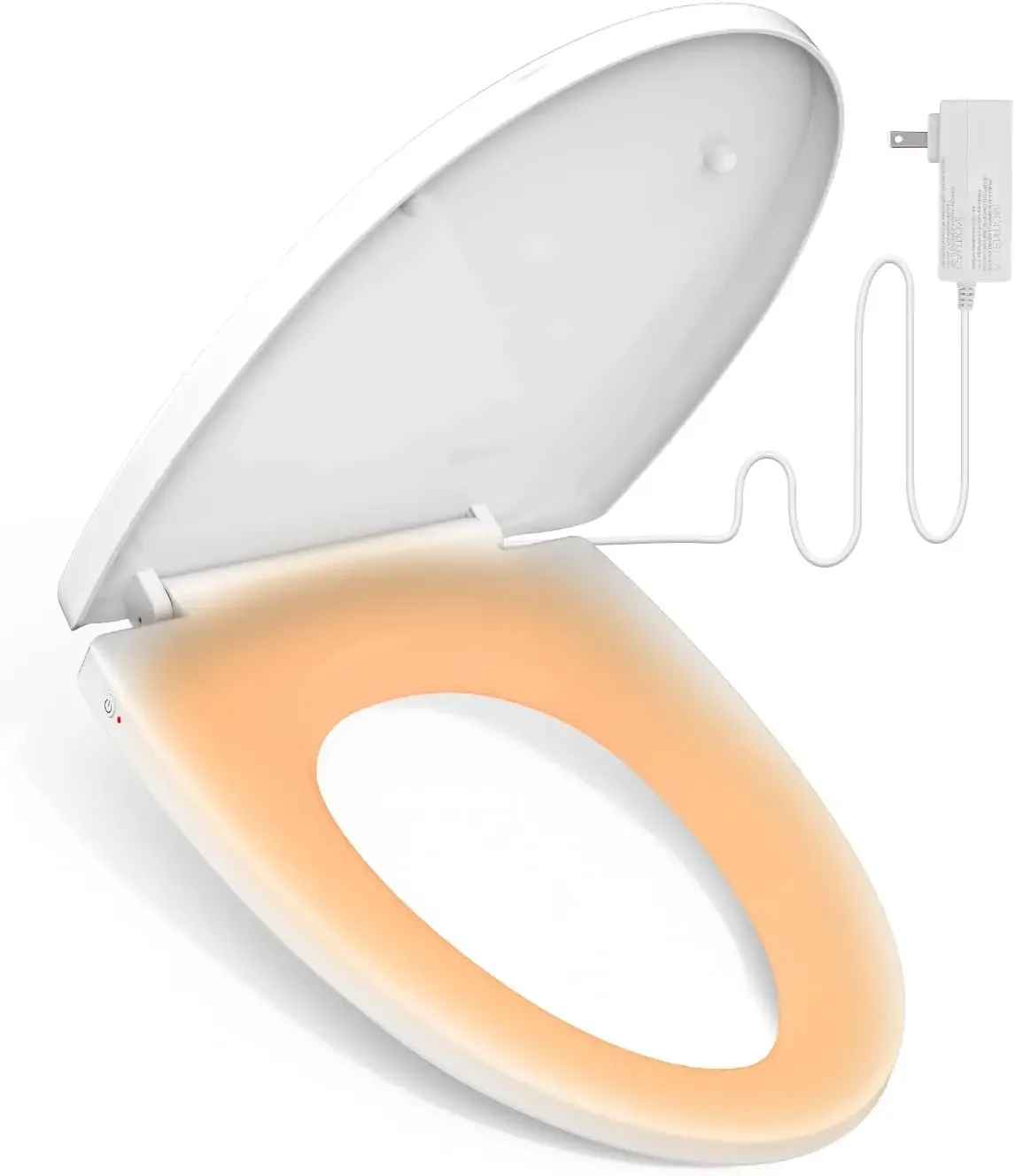 

Heated Toilet Seat, Elongated Seat, Three Levels of 90°F, 95°F,100°F, 3D Curved, Lid and Seat Soft Close, Light-sensitive Night