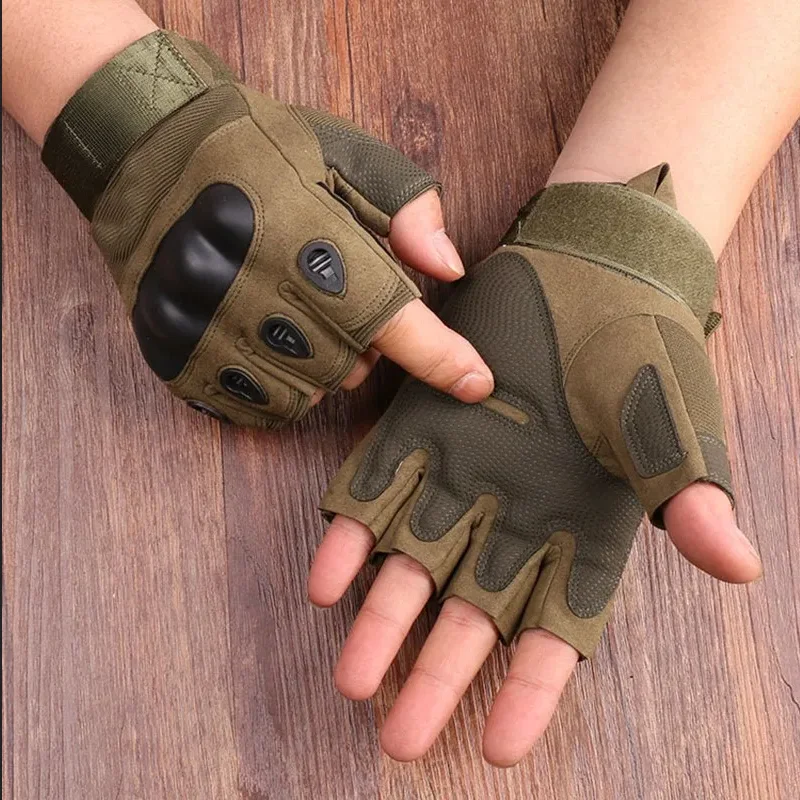 Taktyczne rękawice z twardym kostką i półpalcami mężczyźni armia wojskowa walka polowanie strzelanie Airsoft Paintball policja bez palców