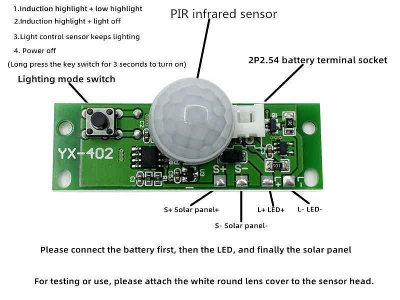 3.7V DIY Solar Lamp Board Control Sensor Night Light Module Controller Module Infrared Human Body Induction Solar Circuit Board