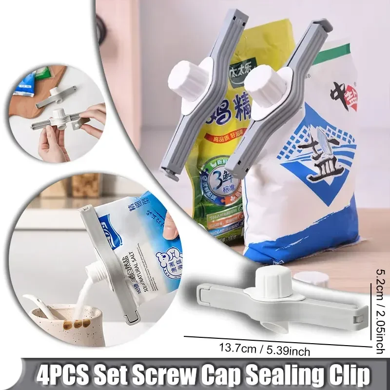 

Screw Cap Sealing Clip Kitchen Seasoning Bag Milk Powder Salt Bag Sealing Clip Reuseable Snack Food Dispenser Nozzle with Lid