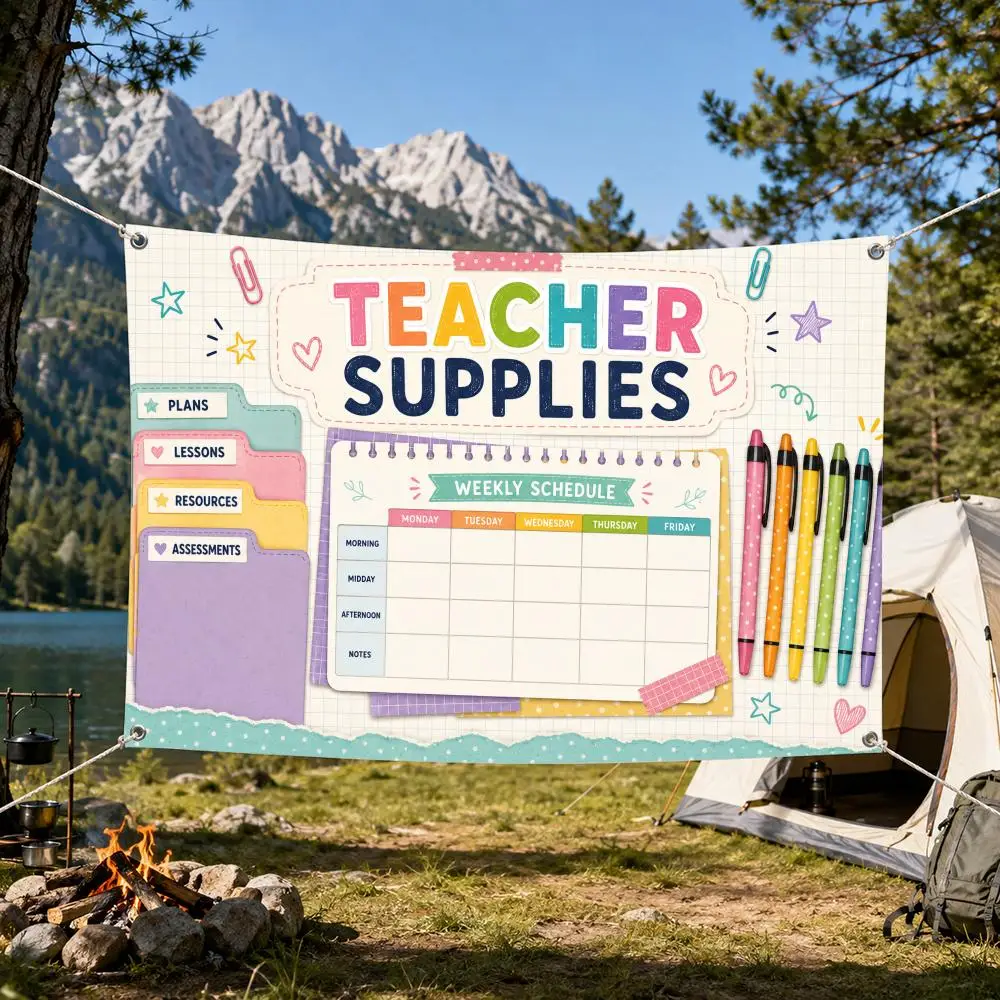 Course schedule folder and colored pens Flags Aesthetic Wall Tapestry Printed Wall Hanging Living Room Party Outdoor Decor