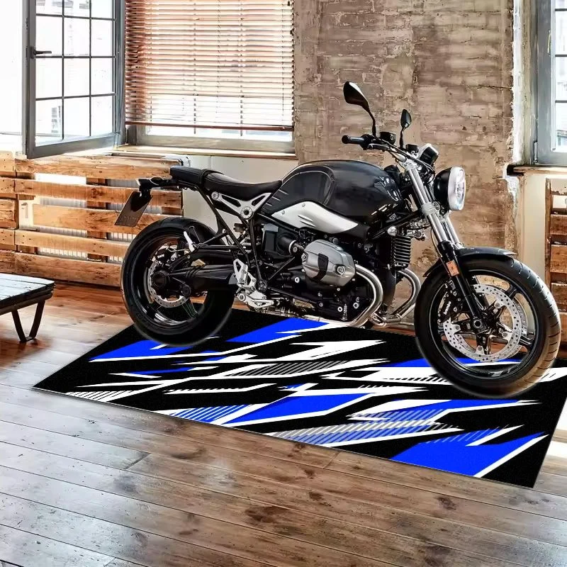 VIKAMA Sharp Racing Graphic Pattern Motorbike Garage Mat Anti Slip Oil Resistant Waterproof Pad Parking Workshop Decor