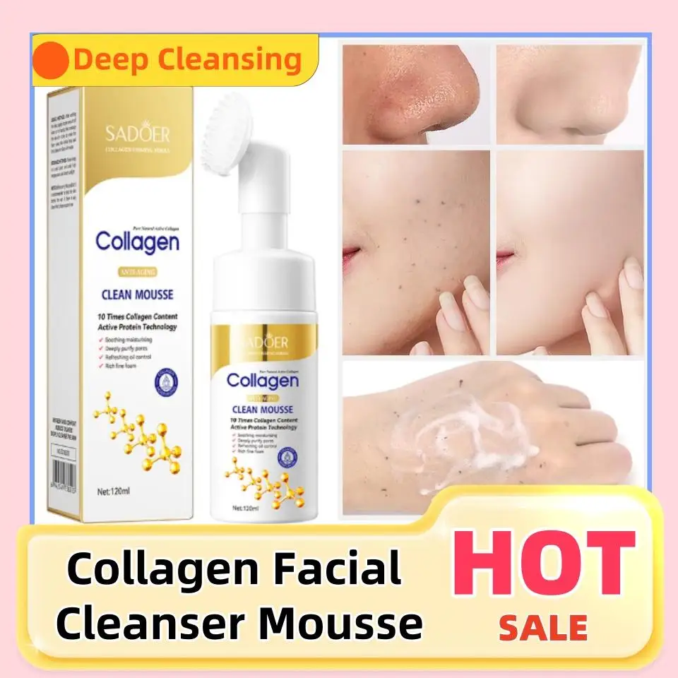 

Collagen Facial Cleanser Mousse Deep Cleansing Skincare Moisturizing Firming Face Wash Foam Cleanser Face Skin Care