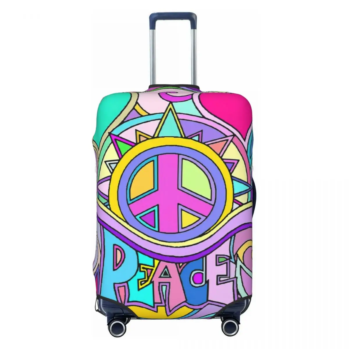 

Psychedelic Hippy Retro Peace Art Print Luggage Protective Dust Covers Elastic Waterproof 18-32inch Suitcase Cover