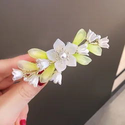 New lily of the valley flower pearl spring hairpin vintage zircon horsetail top clip elegant female fashion hair accessories