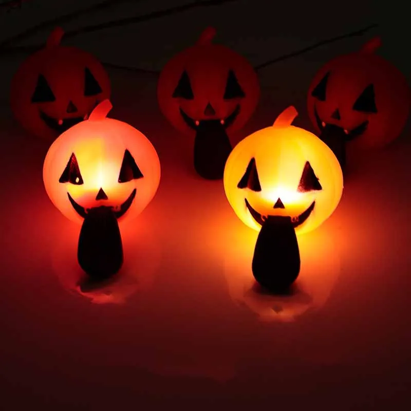 Halloween Finger Slingshot Pumpkin Light Spooky Toys Multifunctional TPR Pull Tongue Vent Ball LED Light-up Projectile Ball Toys