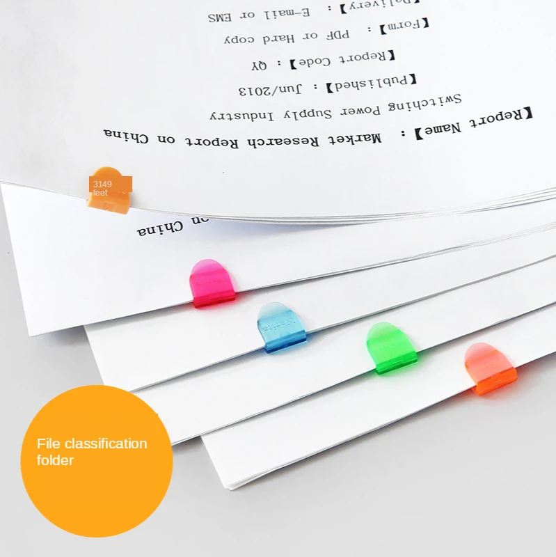 20pcs Colorful Notebooks Memo Clip Label Clip Folder Transparent Plastic Paper Holder Bookmarker Decor Fixed Office Stationery