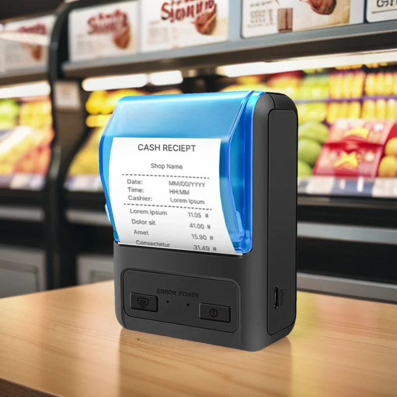 

Portable Mini 58mm Thermal Receipt Printer 2inch Wireless BT USB Bill Ticket Printer Compatible with Android Windows for Retail