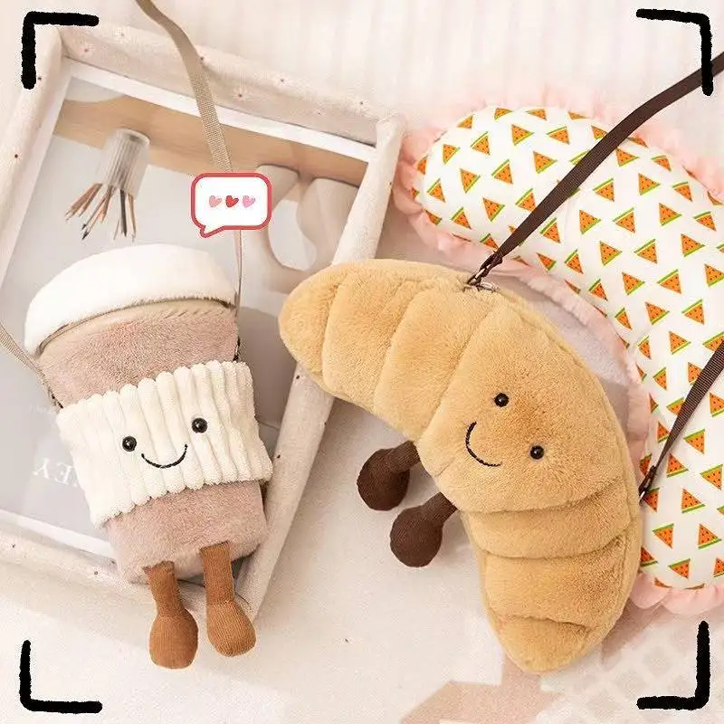 El Último Peluche de Croissant JC con Bolsa para Llevar, Juguete de Peluche Kawaii, Muñeco de Dibujos Animados, Anime, Lindo Regalo de Cumpleaños para Niños, Muñeco Divertido