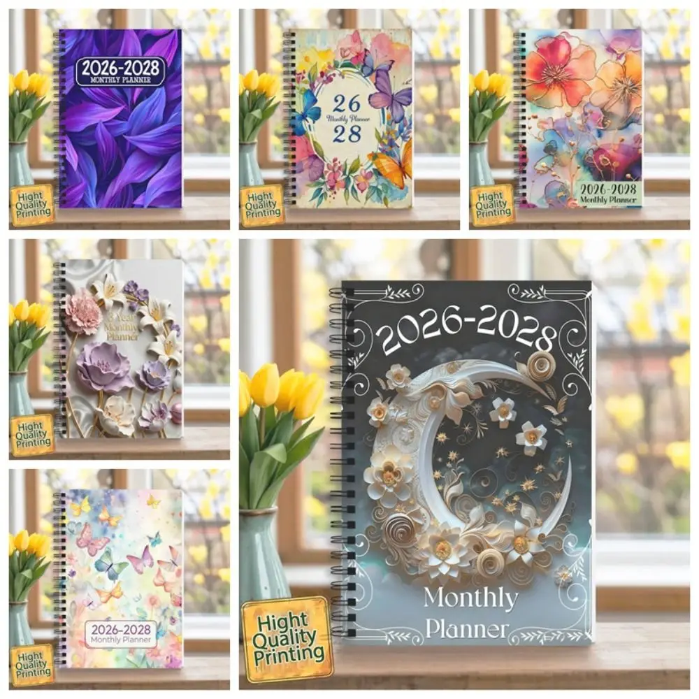 A5 مخطط شهري التقويم 100 صفحة غطاء مشهد 3 سنوات مخطط الانضباط الذاتي كفاءة مذكرات الكتابة مجلة السفر #2