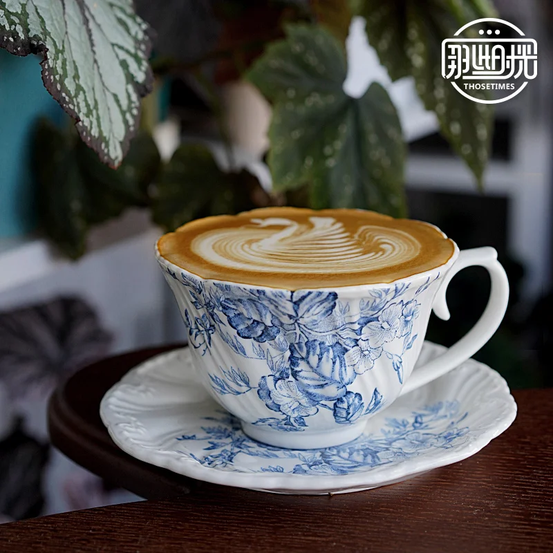 

Coffee cup and dish set, vintage French floral ceramic high-end afternoon tea cup, English style coffee cup