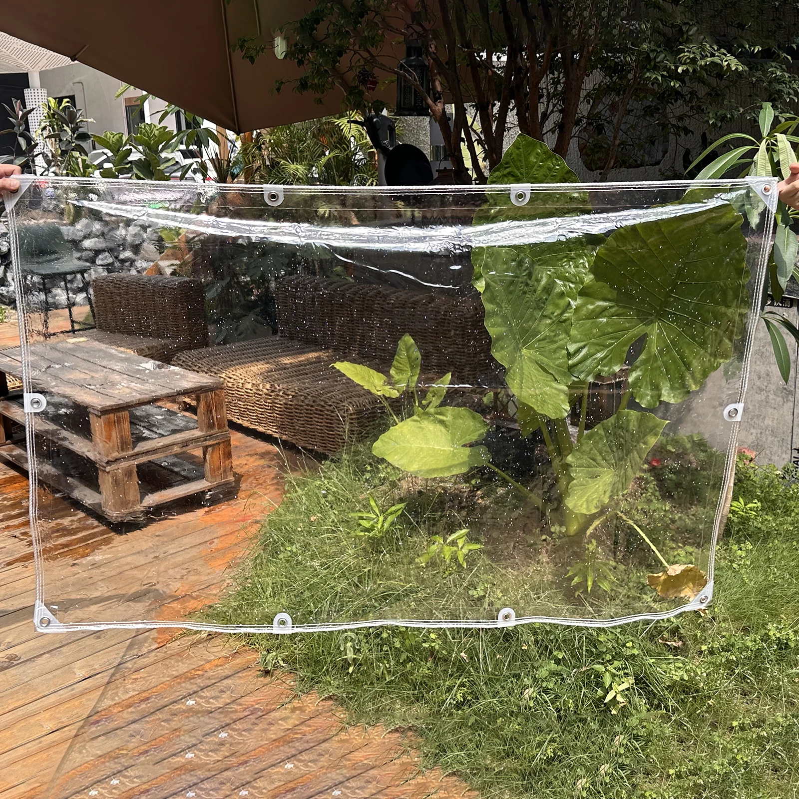 Wasserdichte Hochleistungsplane, Verbesserte Widerstandsfähigkeit PVC Transparente Plane Dicke 420 g/m², Winddichte Plane, Frostbeständig – Detail 24