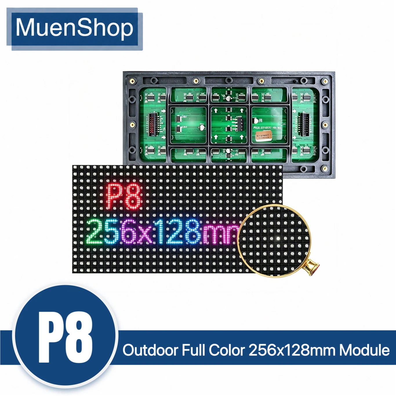 P8 LED Display Module Outdoor SMD Full Color 256 x 128mm 32x16 dots 1/4 Scan Waterproof IP65 P8 LED Panel Module