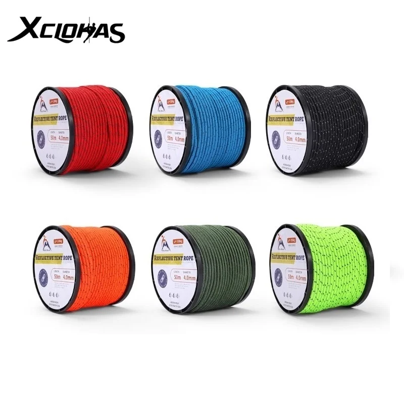 

30/50 м светоотражающий паракорд 4/5/6 мм веревка для палатки для кемпинга высокопрочный солнцезащитный козырек небесный навес фиксированная веревка уличная веревка для белья