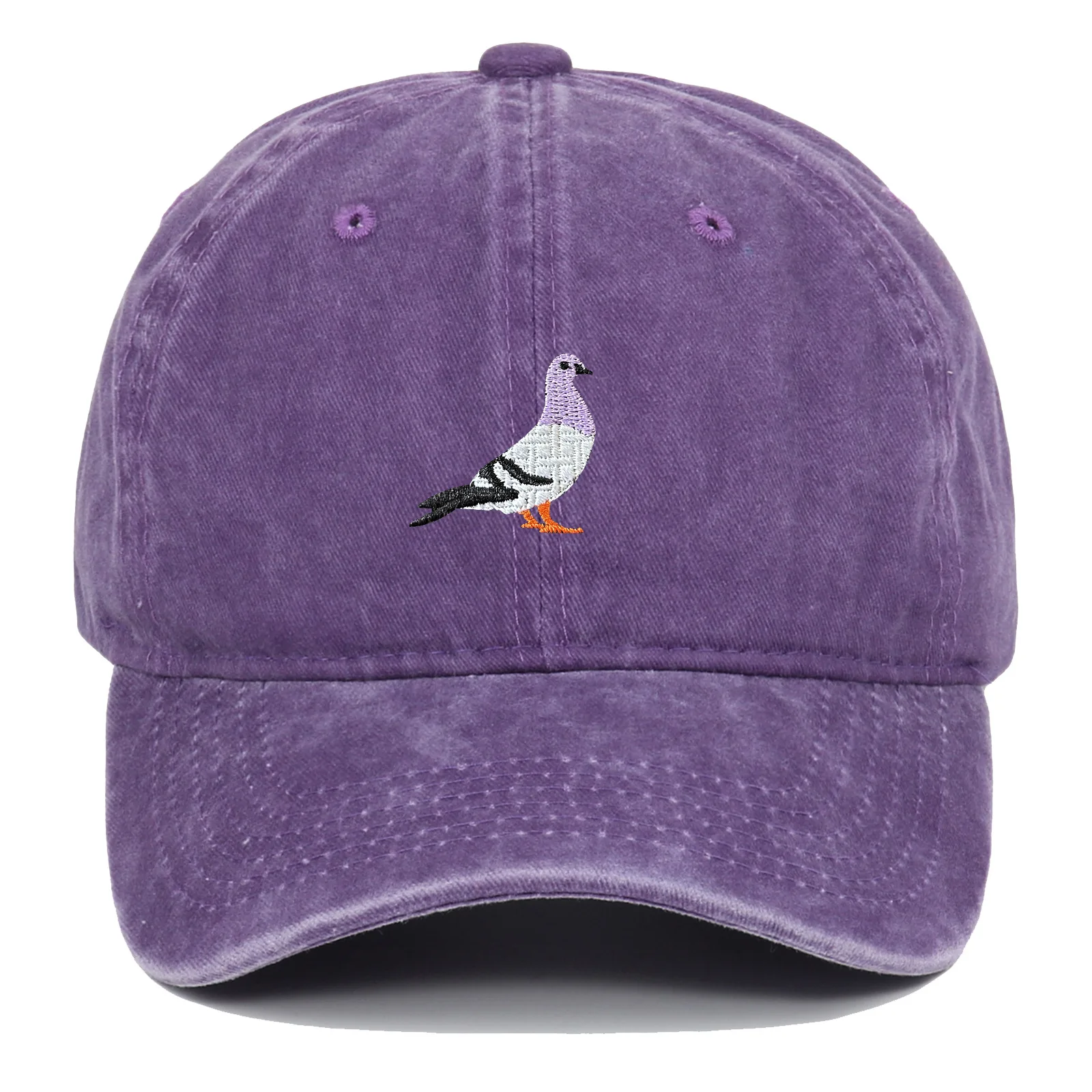 Chapeau de protection solaire lavé à l'eau pour hommes et femmes, brodé pigeon, sports de plein air, pêche, pare-soleil, casquette de baseball, printemps, nouveau, 2024