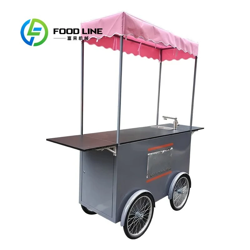 Carro de mano de venta de calle de helados multifunción móvil personalizado para la venta de eventos y el parque comercial del mercado de hadas