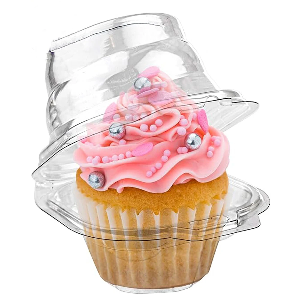 

24Pcs/set Transparent Cupcake Holders Disposable Clear Plastic Single Cake Boxes for Birthday Wedding Party Supplies