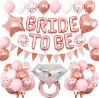 Bridal Shower Decorations Rose Gold, Bachelorette Party Decor with Bride To Be Letter Balloons Banner, Diamond Ring balloon