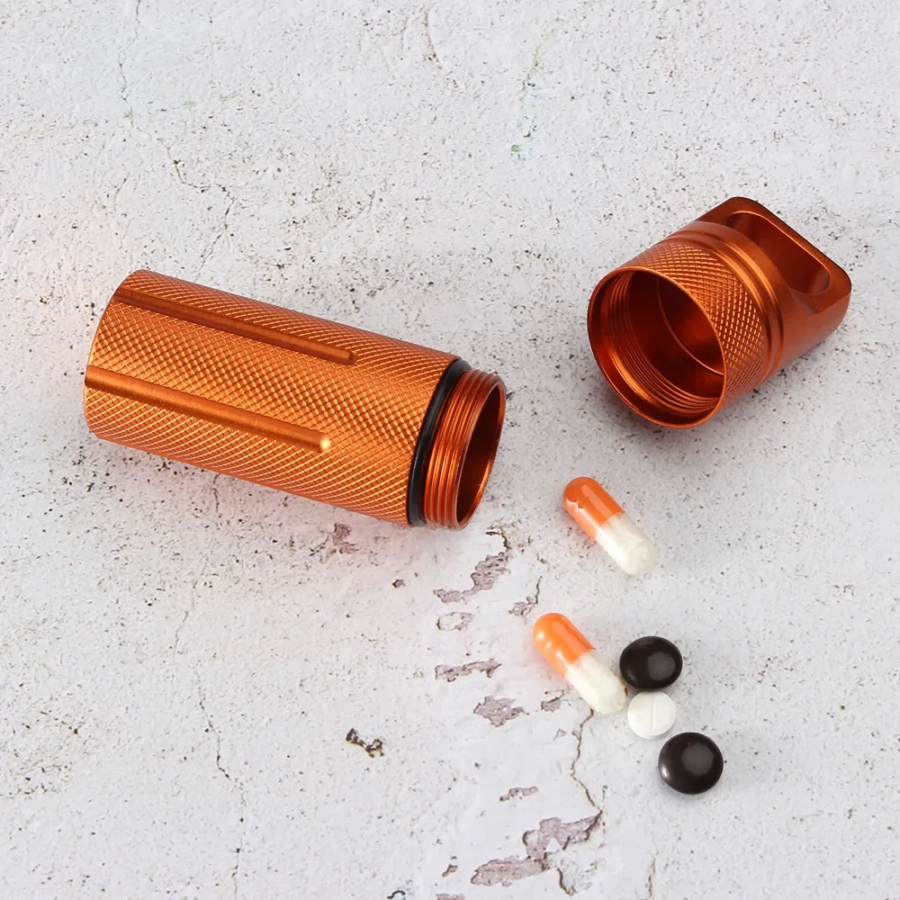 

Outdoor Aluminum Alloy Waterproof Tank Sealed Storage Box Mini Portable Pill Bottle Outdoor Emergency Storage Box