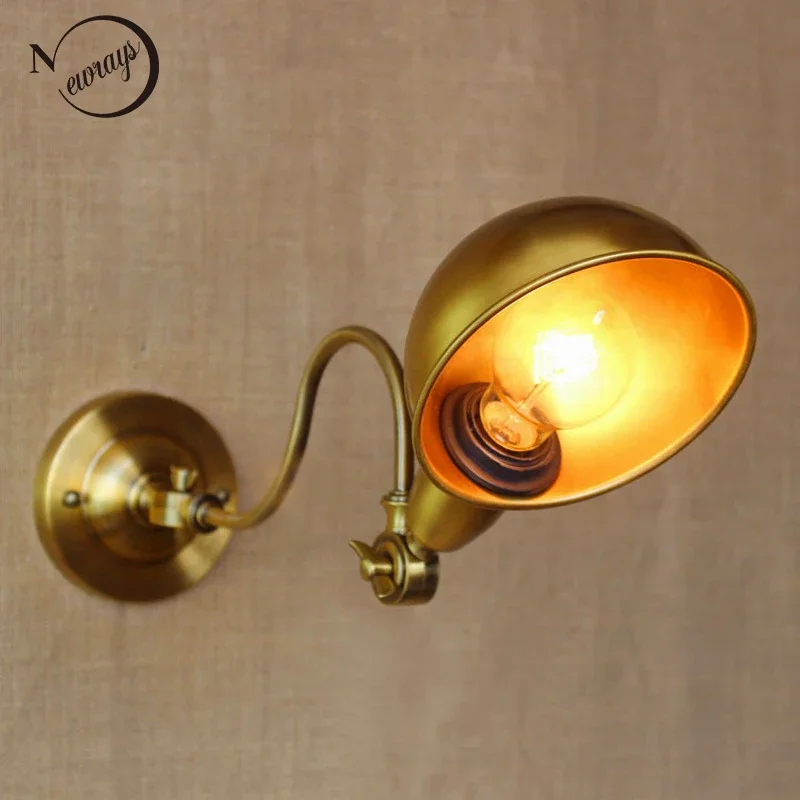 

Classical antique gold adjustable wall lamp with long swing arm for workroom bedside bedroom illumination sconce