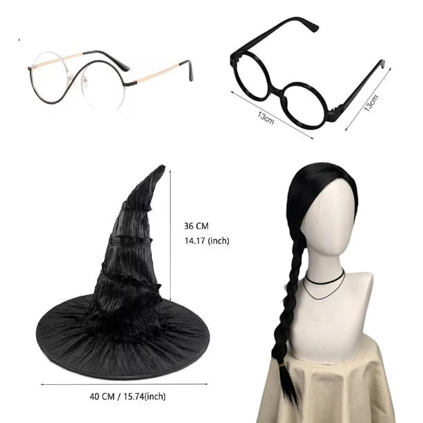 แว่นตาคอสเพลย์แฟนตาซีเอลฟาบา หมวกแม่มดปีศาจ วิกผม อุปกรณ์แต่งกายสำหรับสาวๆ ผู้หญิง งานฮาโลวีน งานคาร์นิวัล