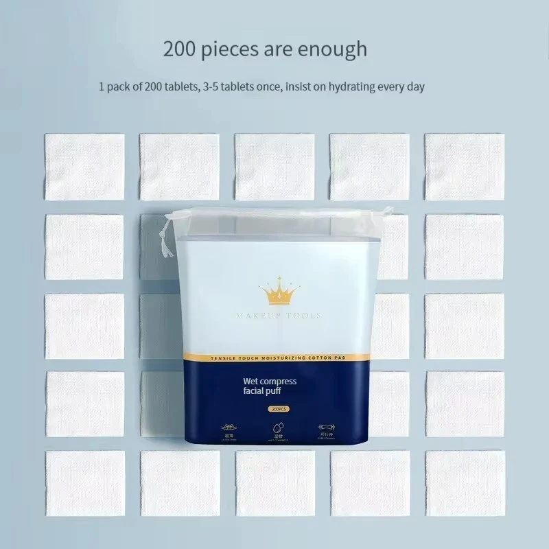 200 pièces tampons de coton humides, tampons PCotton, masque respirant Portable de papier jetable re-maquillage démaquillage