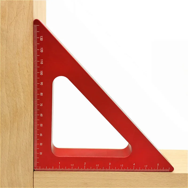 45 Degree Aluminum Alloy Angle Ruler Imperial and Metric Triangle Ruler Carpenter\'s Workshop Woodworking Square Measuring Tools