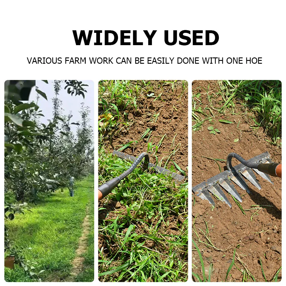 Metal Weeding Hoe Rake Stainless Steel Garden Weeders Grass Rooting Loose Soil Hand Weeding Removal Puller Gardening Tools