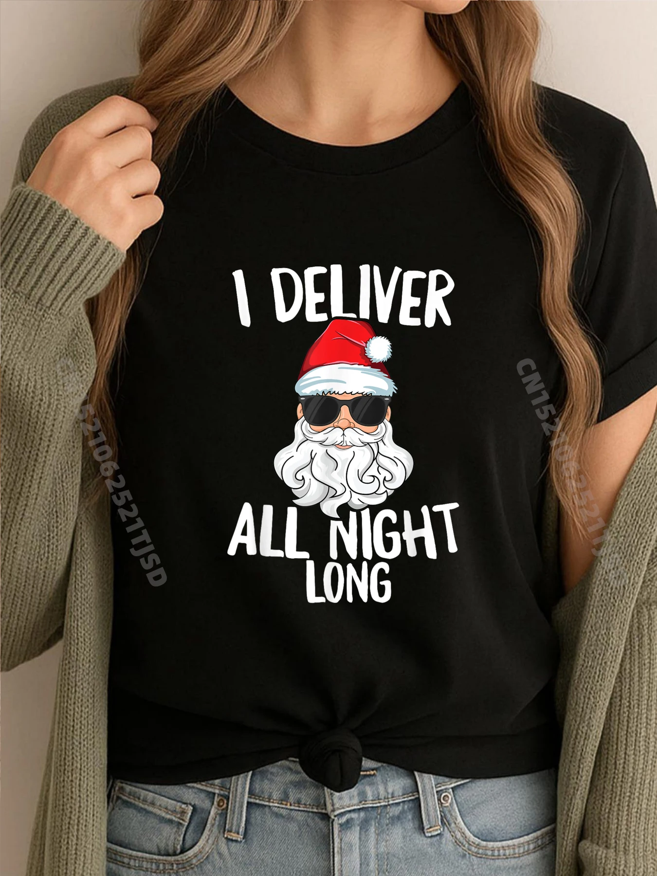 

Доставка на всю ночь, длинная необычная рождественская футболка Санта-Клауса, женская 100, ℅ Хлопковые дышащие подарки для женщин Harajuku