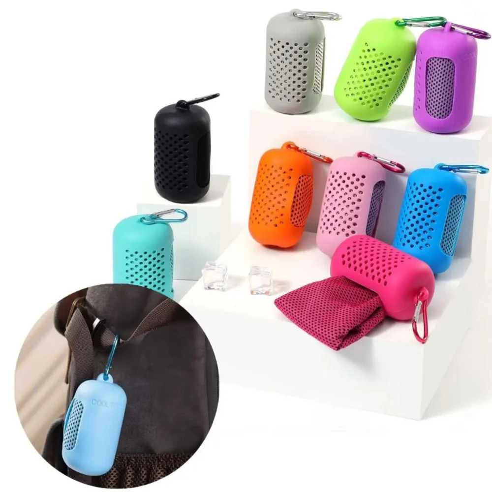 

Mini Sports Cold Towel Portable Quick Drying Wrapped Cold Towel Silicone Bag Microfiber Travel Towel Beach Accessories